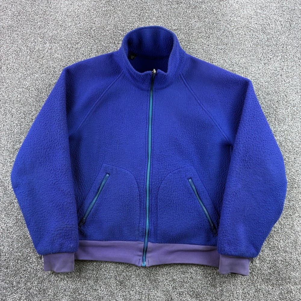 Vintage Columbia Fleece Jacket Mens‎ M Blue Full Zip Mock Neck Pockets Casual